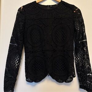 Black Lace Long Sleeves Top